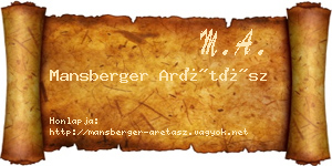 Mansberger Arétász névjegykártya